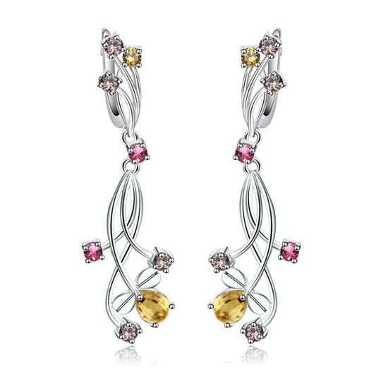 Boucles d'oreilles pendantes florales en argent sterling GRACE