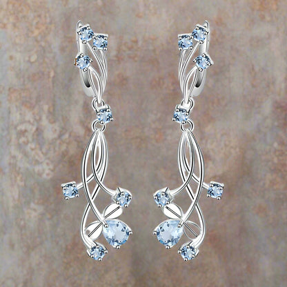 Pendientes colgantes con piedras preciosas florales GRACE en plata de ley