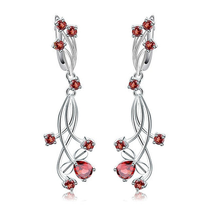 Pendientes colgantes con piedras preciosas florales GRACE en plata de ley