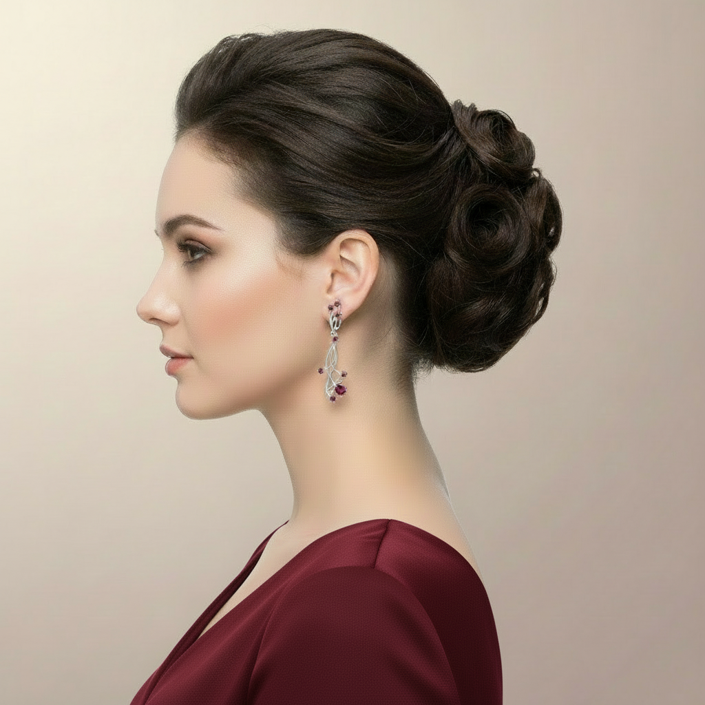 GRACE Floral Gemstone Drop Earrings in Sterling Silver