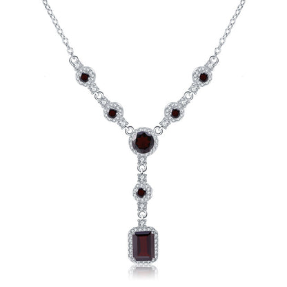 Collar con colgante de piedras preciosas en forma de lazo multipiedra GRACE en plata de ley