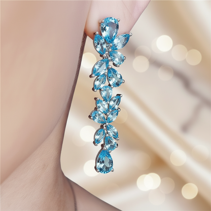 GRACE Gemstone Leaves Drop Earrings in Sterling Silver