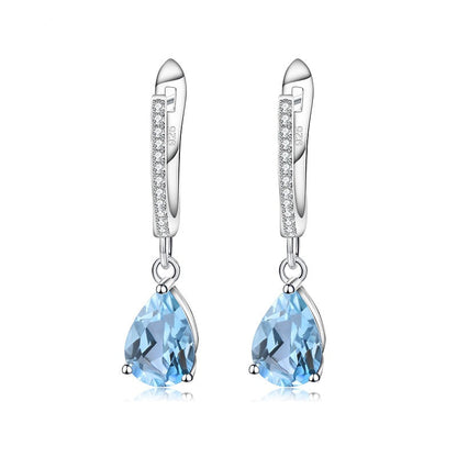GRACE Pear Cut Gemstone Drop Earrings in Sterling Silver