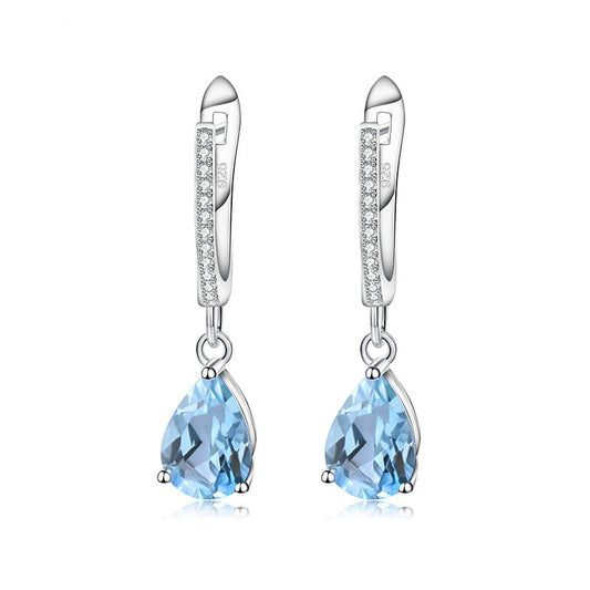 GRACE Pear Cut Gemstone Drop Earrings in Sterling Silver