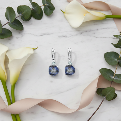 GRACE Mystic Quartz and Sky Blue Topaz Drop Earrings in Sterling Silver