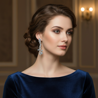 GRACE Floral Gemstone Drop Earrings in Sterling Silver