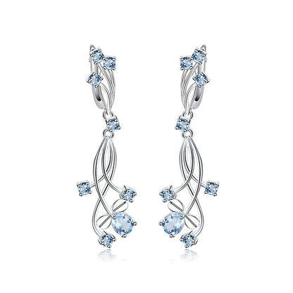 Pendientes colgantes con piedras preciosas florales GRACE en plata de ley