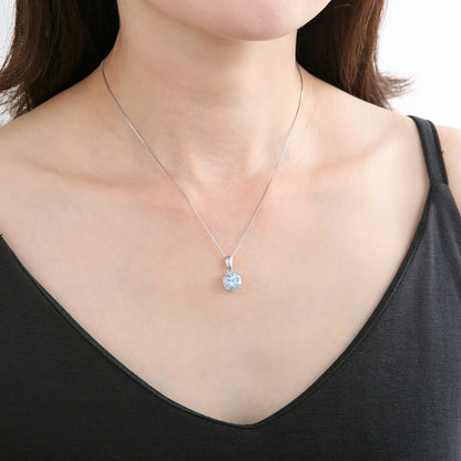 GRACE Classic Round Gemstone Pendant Necklace in Sterling Silver