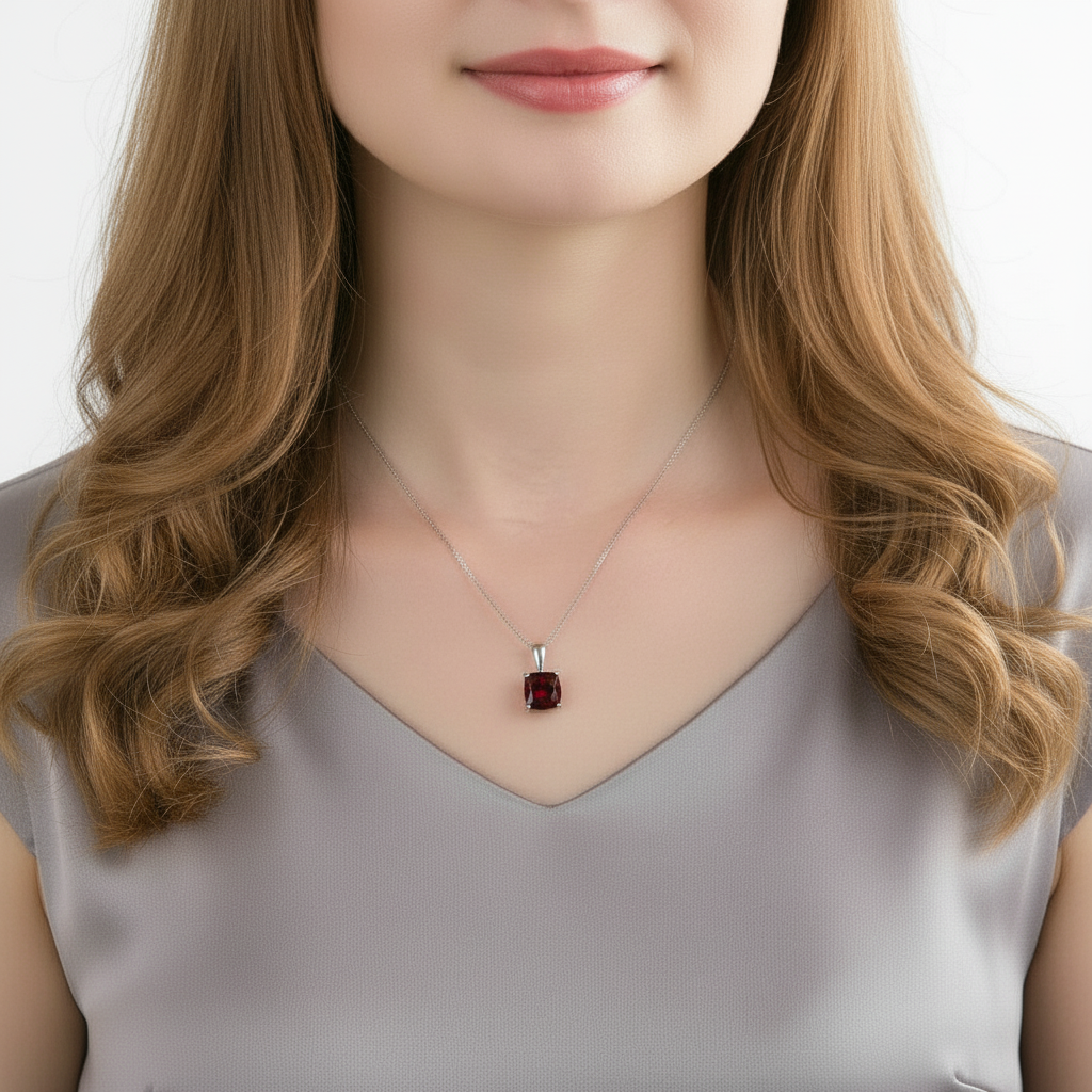 Collier pendentif rond classique en argent sterling avec pierres précieuses GRACE