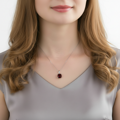 Collier pendentif rond classique en argent sterling avec pierres précieuses GRACE