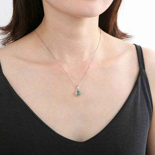 GRACE Classic Round Gemstone Pendant Necklace in Sterling Silver