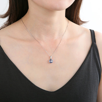 GRACE Classic Round Gemstone Pendant Necklace in Sterling Silver