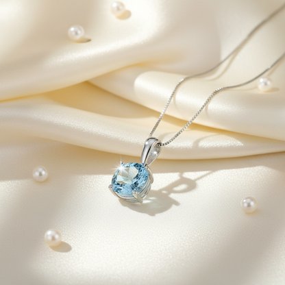 Collier pendentif rond classique en argent sterling avec pierres précieuses GRACE