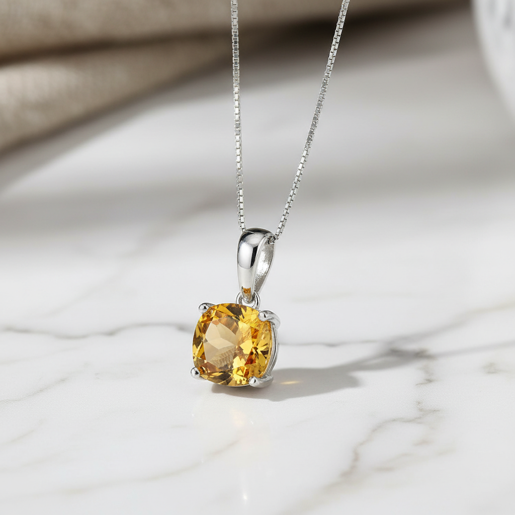 Collier pendentif rond classique en argent sterling avec pierres précieuses GRACE