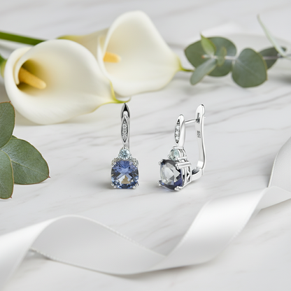 GRACE Mystic Quartz and Sky Blue Topaz Drop Earrings in Sterling Silver