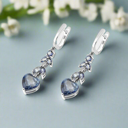 Boucles d'oreilles pendantes GRACE en argent sterling et quartz mystique bleu iolite