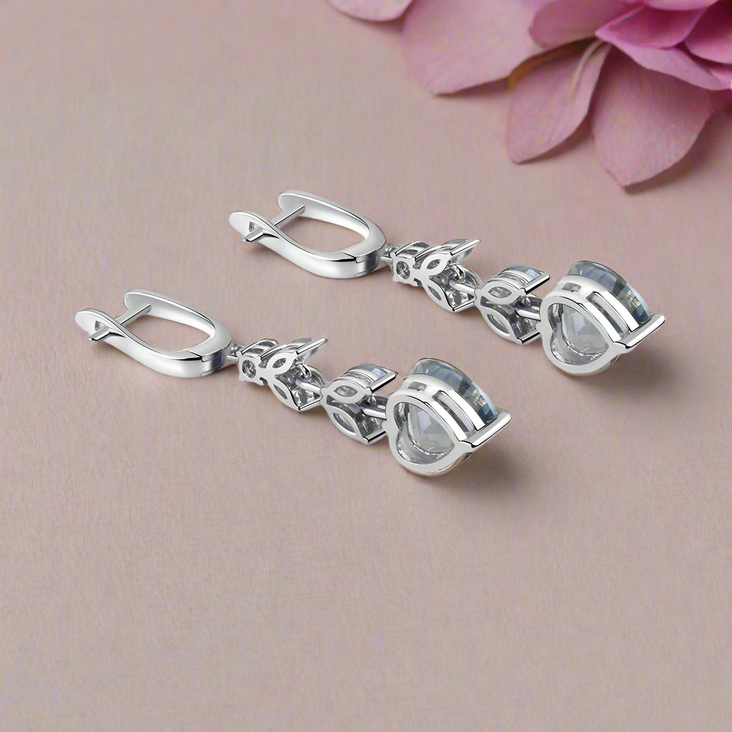 Boucles d'oreilles pendantes GRACE en argent sterling et quartz mystique bleu iolite