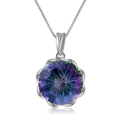 GRACE Rainbow Mystic Quartz Pendant Necklace in Sterling Silver
