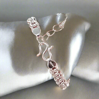 Pulsera de cadena ajustable de eslabones cubanos de plata pura de 1 cm para hombre