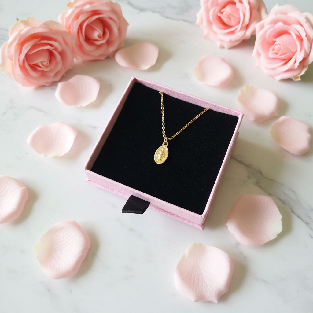 Miraculous Medal Necklace in 14K Gold Plated Stainless Steel
