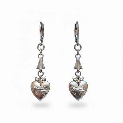 Sacred Heart Earrings in Stainless Steel