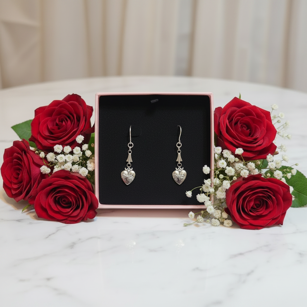 Sacred Heart Earrings in Stainless Steel