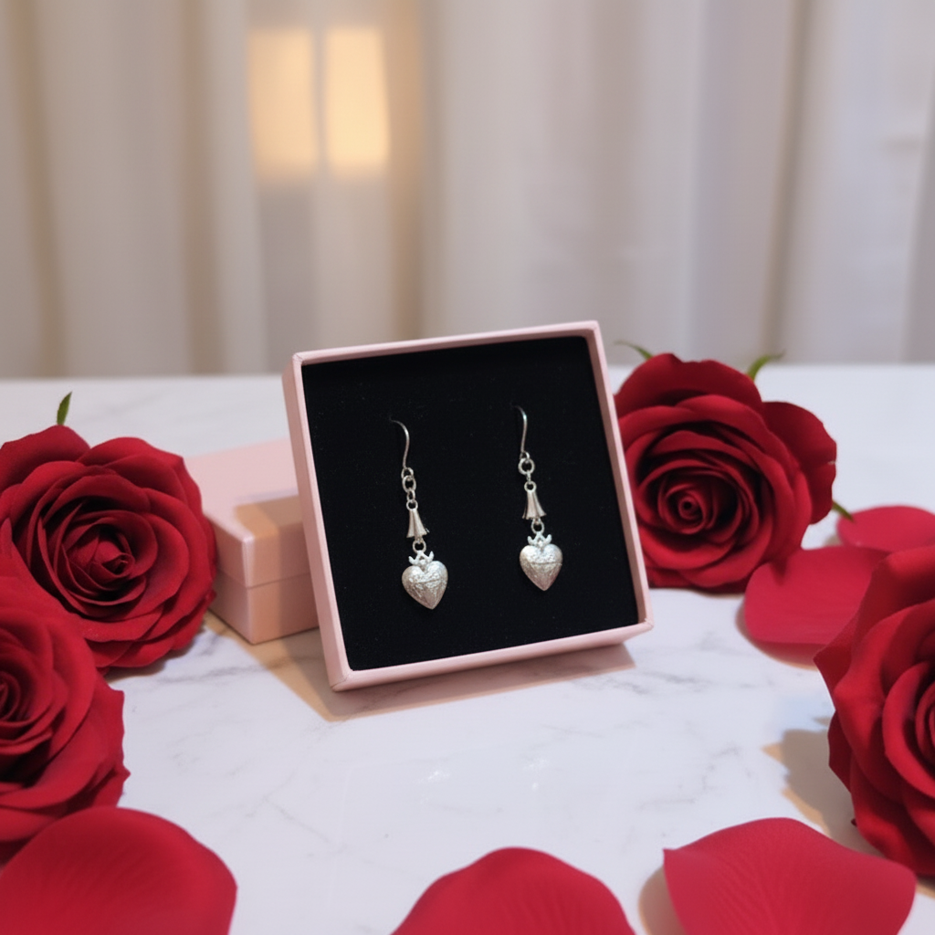 Sacred Heart Earrings in Stainless Steel