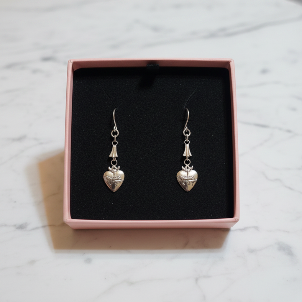 Sacred Heart Earrings in Stainless Steel
