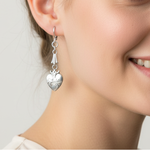 Sacred Heart Earrings in Stainless Steel