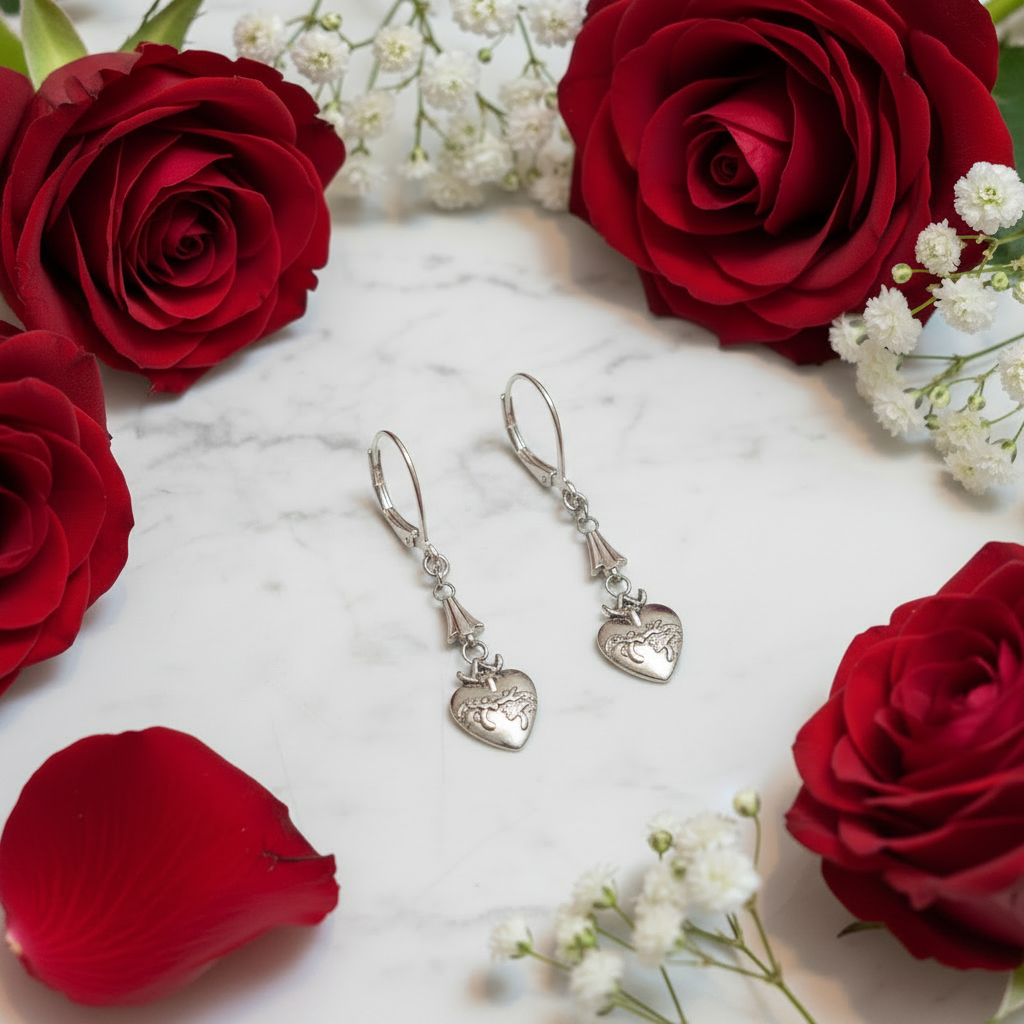 Sacred Heart Earrings in Stainless Steel