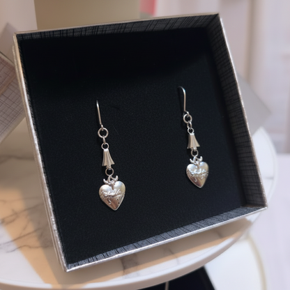 Sacred Heart Necklace and Earrings Set in Stainless Steel