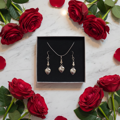 Sacred Heart Necklace and Earrings Set in Stainless Steel