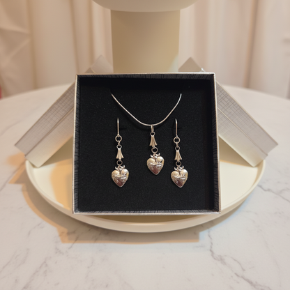 Sacred Heart Necklace and Earrings Set in Stainless Steel