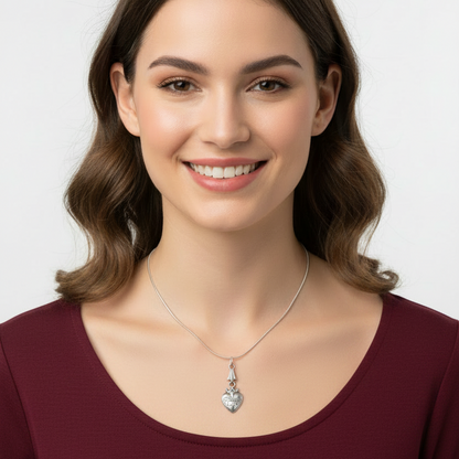 Sacred Heart Necklace and Earrings Set in Stainless Steel