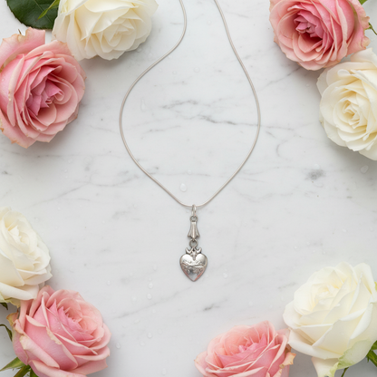Sacred Heart Necklace and Earrings Set in Stainless Steel