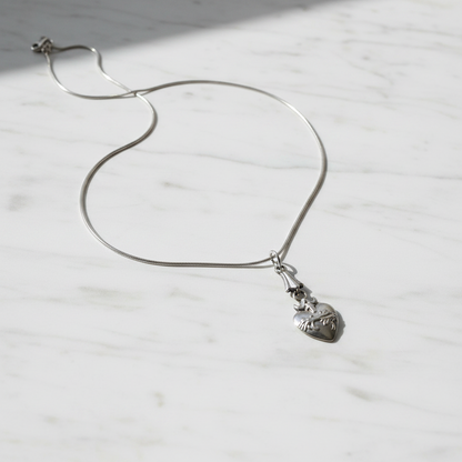 Sacred Heart Necklace and Earrings Set in Stainless Steel