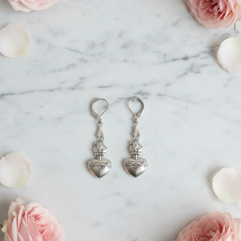 Sacred Heart of Jesus Earrings in Stainless Steel