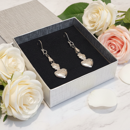 Sacred Heart of Jesus Necklace and Earrings Set in Stainless Steel