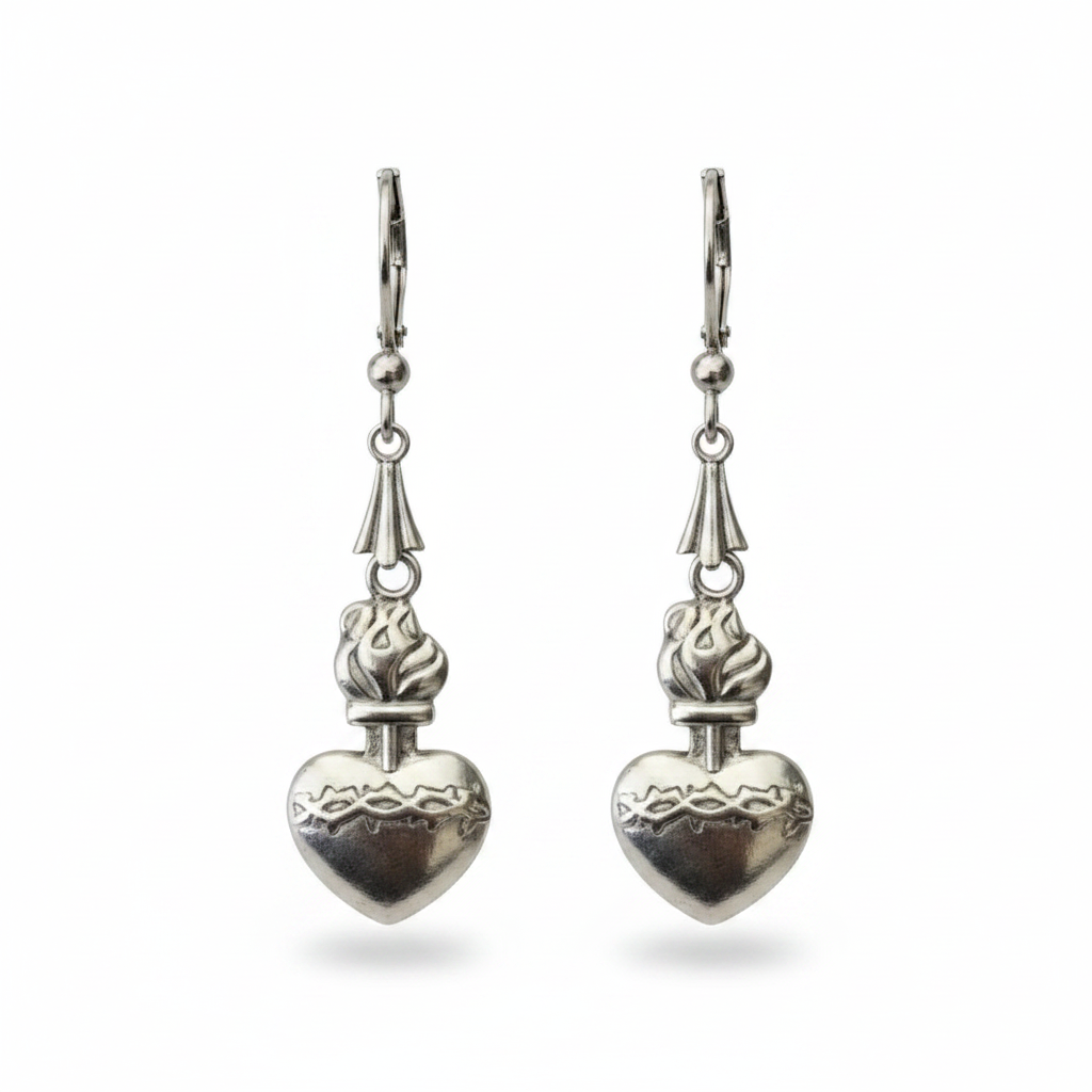 Sacred Heart of Jesus Earrings in Stainless Steel