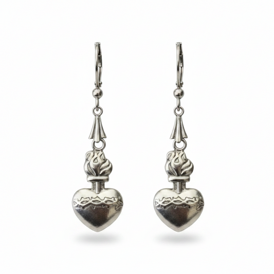 Sacred Heart of Jesus Earrings in Stainless Steel