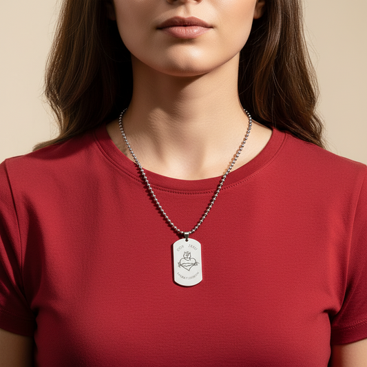 Most Sacred Heart of Jesus Tag Necklace with Personalized Engraving