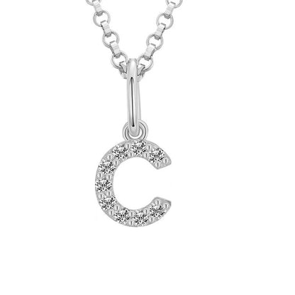 Collar con colgante de inicial en pavé de moissanita diminuto en plata de ley