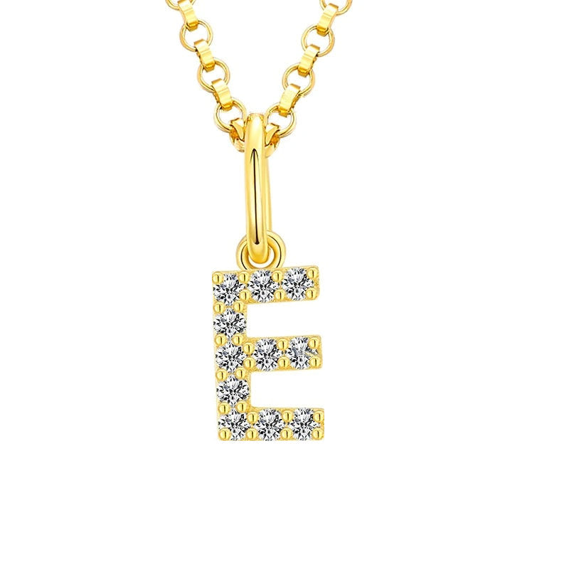 Collar con colgante de inicial en pavé de moissanita diminuto en plata de ley