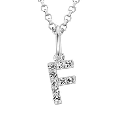 Collar con colgante de inicial en pavé de moissanita diminuto en plata de ley