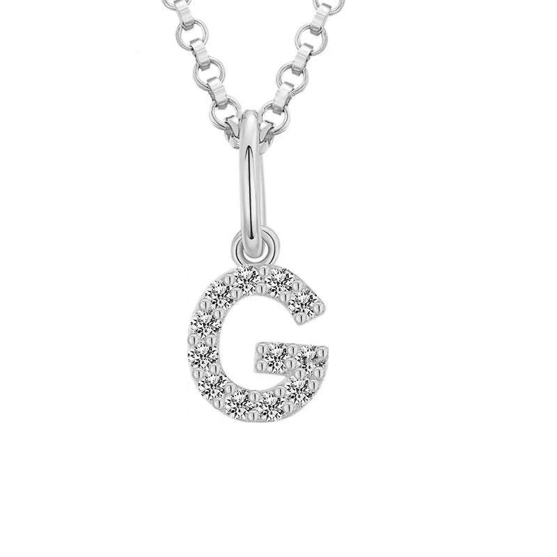 Collar con colgante de inicial en pavé de moissanita diminuto en plata de ley