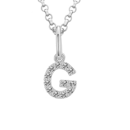 Collar con colgante de inicial en pavé de moissanita diminuto en plata de ley