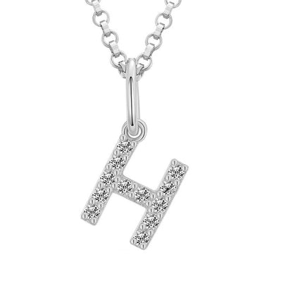 Collar con colgante de inicial en pavé de moissanita diminuto en plata de ley