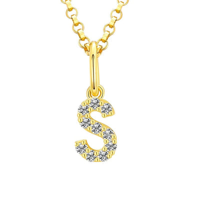 Collar con colgante de inicial en pavé de moissanita diminuto en plata de ley