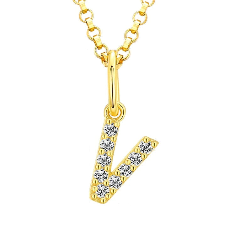Collar con colgante de inicial en pavé de moissanita diminuto en plata de ley