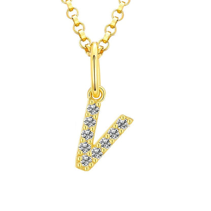 Collar con colgante de inicial en pavé de moissanita diminuto en plata de ley
